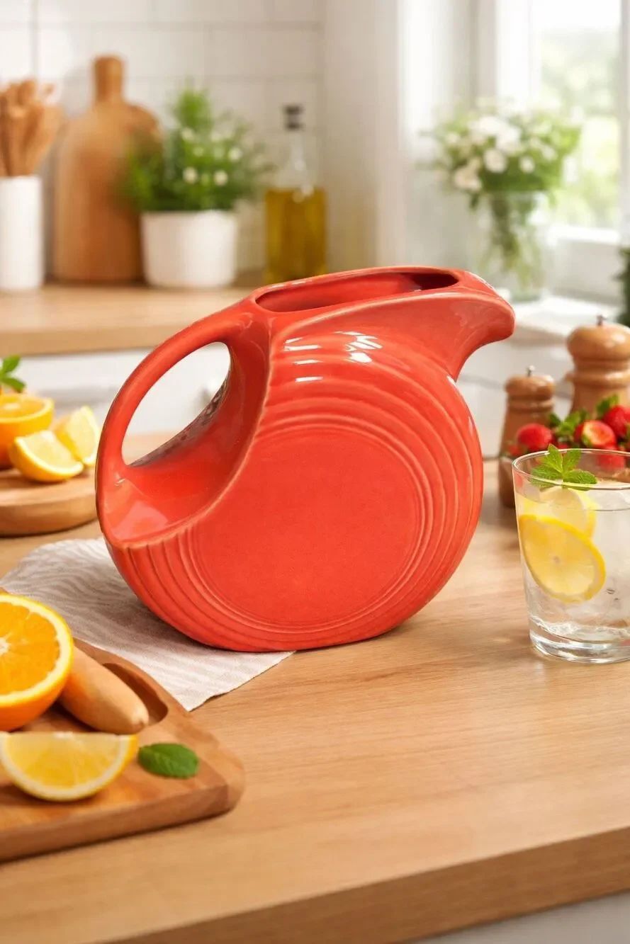 Fiesta Fiestaware Paprika Persimmon Poppy Burnt Orange Water Disk Disc Pitcher